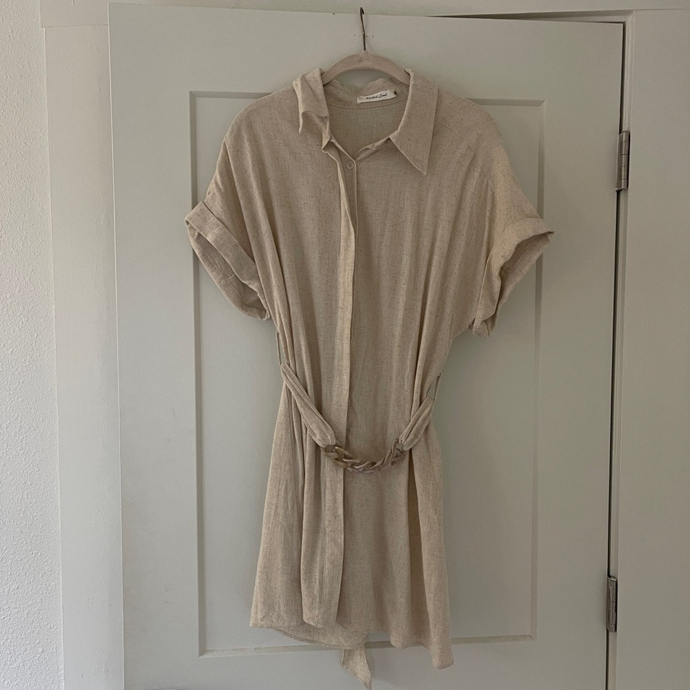 Linen Belted Summer Dress | Mustard Seed | Medium